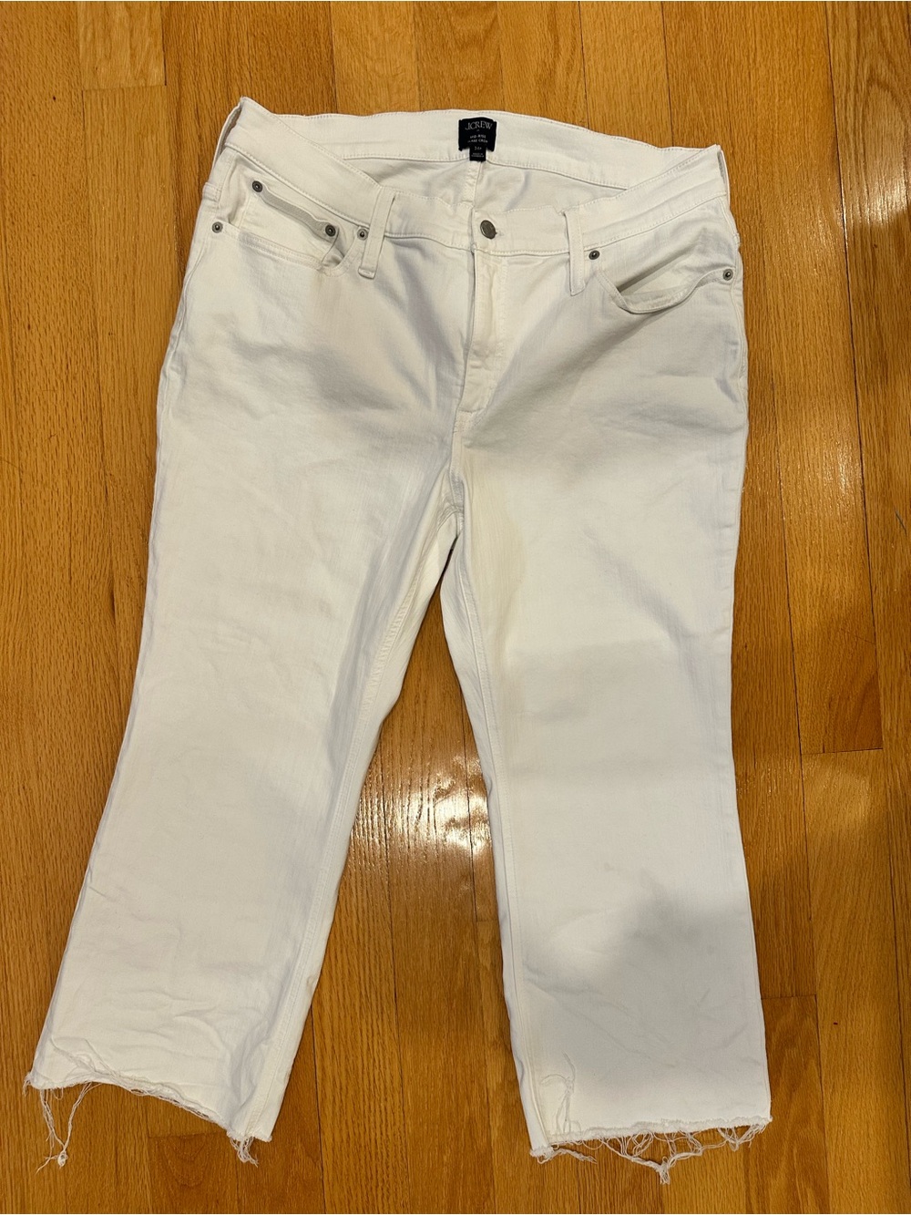 J.Crew White Cropped Jeans Raw Hem Petite 34P